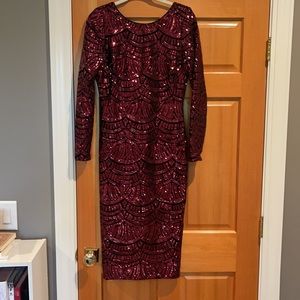 Susana sequin long-sleeve bodycon dress